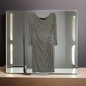 Lauren Ralph Lauren Women's Dress/Size 16, B & W Geometric Print, Stretch Knit